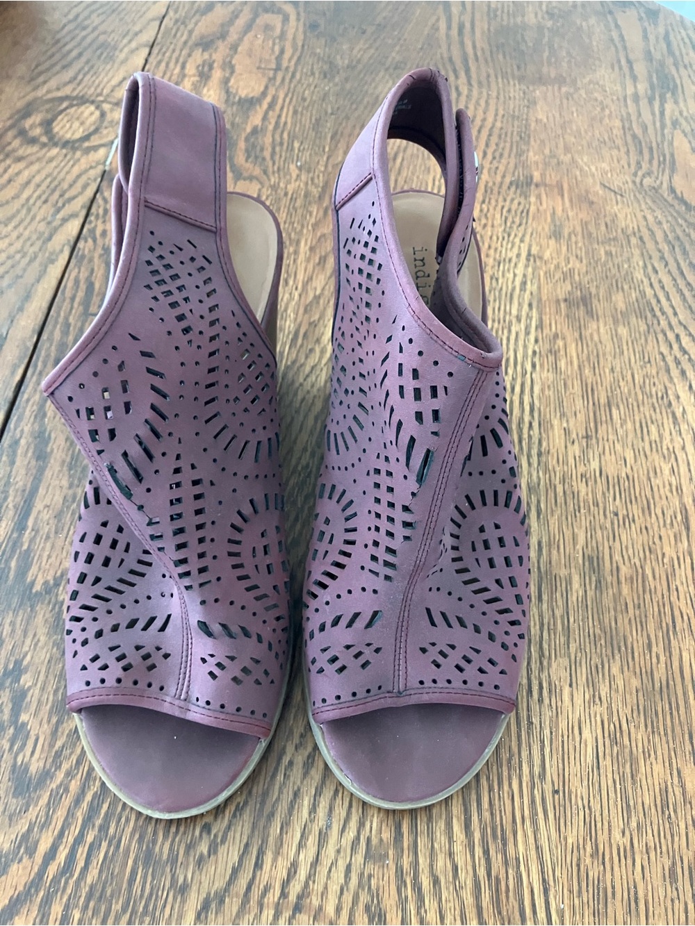 Indigo Women's Laser-Cut Peep-Toe Slingback Mules - Mauve